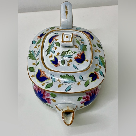 19th Century Antique Gaudy Dutch Grape Pattern Hand Painted Teapot - Picture 5 of 16